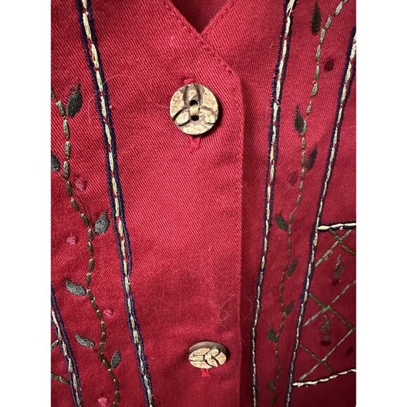 Vtg 90 Bobbie Brooks Woman PL Vest Floral Embroidered Patchwork Fairy Whimsigoth - Picture 3 of 16